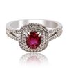 Image 1 : 1.03 ctw UNHEATED Ruby and 0.48 ctw Diamond Platinum Ring (GIA CERTIFIED)