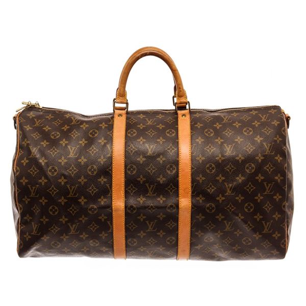 Louis Vuitton Keepall 55 Bandouliere Travel Bag Monogram Coated Canvas