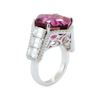 Image 4 : 17.41 ctw Natural Rubellite and Diamond Ring - 18KT White Gold