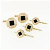 Image 1 : Men's 14k Gold Square Black Onyx Infinite Octagon Cuff Links & 3 Button Stud Set