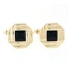 Image 3 : Men's 14k Gold Square Black Onyx Infinite Octagon Cuff Links & 3 Button Stud Set