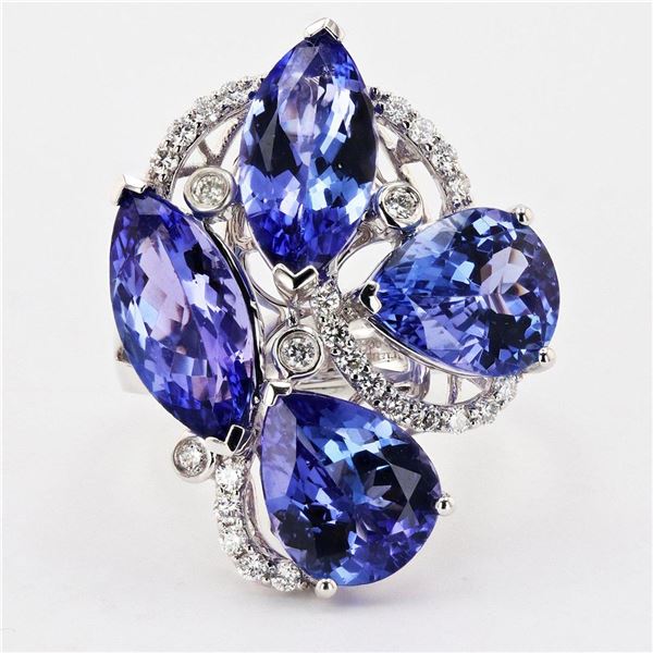 8.99 ctw Tanzanite and 0.31 ctw Diamond 18K White Gold Ring