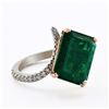 Image 2 : 4.86 ctw Emerald and 0.74 ctw Diamond 14K White and Yellow Gold Ring