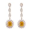 Image 2 : 8.26 ctw Yellow Sapphire and 5.33 ctw Diamond 14K Yellow Gold Dangle Earrings