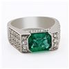 Image 1 : 2.38 ctw Emerald and 1.38 ctw Diamond 18K White Gold Ring