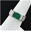 Image 3 : 2.38 ctw Emerald and 1.38 ctw Diamond 18K White Gold Ring