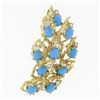 Image 1 : Vintage Jack Gutschneider 18k Gold Turquoise .90 ctw Diamond Flame Brooch Pendan