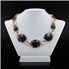 Image 1 : 132.52 ctw UNHEATED Blue Sapphire and 6.08 ctw Diamond 18K Yellow Gold Necklace