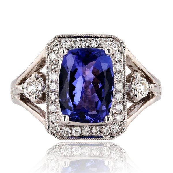 2.73 ctw Tanzanite and 0.57 ctw Diamond 14K White Gold Ring