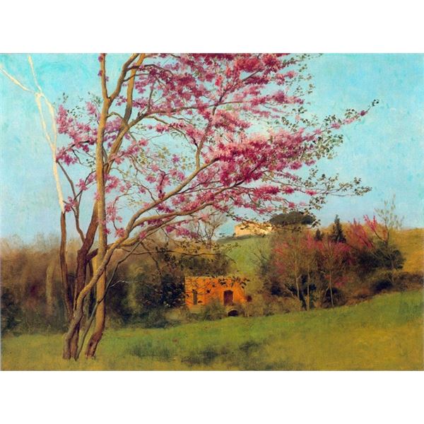 Godward - Landscape Blossoming Red Almond Study