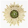 Image 1 : Vintage Retro 14K Gold Peridot & Diamond Cluster Radiating Spray Flower Brooch