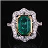 Image 1 : 3.18 ctw Emerald and 0.59 ctw Diamond 18K White and Yellow Gold Ring