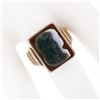 Image 3 : Men's Antique Victorian 10k Gold Carved Trojan Agate on Carnelian Cocktail Ring