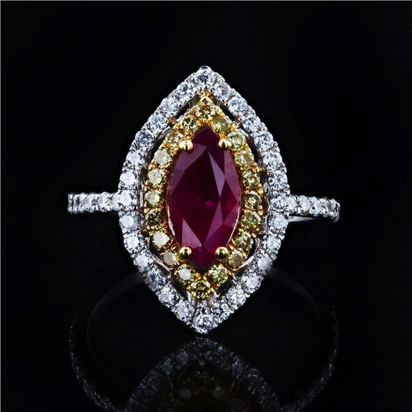 1.15 ctw Ruby and 0.22 ctw Diamond 18K White and Yellow Gold Ring