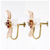 Image 3 : Retro Vintage 14k Rose Gold 0.92 ctw Ruby Diamond Large Flower Screw On Earrings