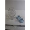 Image 1 : Dove Glass Vase, (2) Blue Candleholders