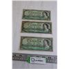 Image 1 : (3) Canadian 1954 $1 Bills