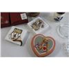 Image 2 : (4) Trinket Dishes, Mini Champagne Glass, Heart Tin, Misc.