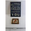 Image 1 : (2) Pieces Wall Art - 7 1.4" x 7 1/4", 13 1/2" x 19"