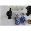 Image 2 : Kerosene Lamp, (2) Blue Vase Wall Decorations, Misc.