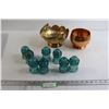 Image 1 : (8) Glass Insulators, (2) Brass Bowls