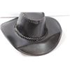 Image 3 : Black Leather Hat w/ Suede Interior