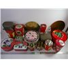 Image 1 : (26) Christmas Tins (3) Christmas Candles-Coasters and Snowman Glass
