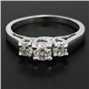 Image 2 : Classic 14k White Gold 0.45 ctw Three Stone F VS2 Round Diamond Engagement Ring