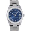 Image 1 : Rolex Ladies Midsize 31MM Factory Blue Roman 18K Gold Fluted Bezel Datejust