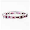 Image 5 : New .900 Platinum .92 ctw Calibre Ruby Diamond Double Milgrain Eternity Band Rin