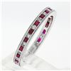 Image 7 : New .900 Platinum .92 ctw Calibre Ruby Diamond Double Milgrain Eternity Band Rin