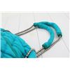 Image 4 : Chanel Turquoise Blue Quilted Bubble Jersey Snake Effect Chain Shoulder Bag