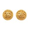 Image 1 : Chanel Gold Metal Round CC Logo Clip On Earrings