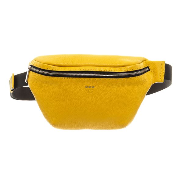 Fendi Selleria Zip Belt yellow leather