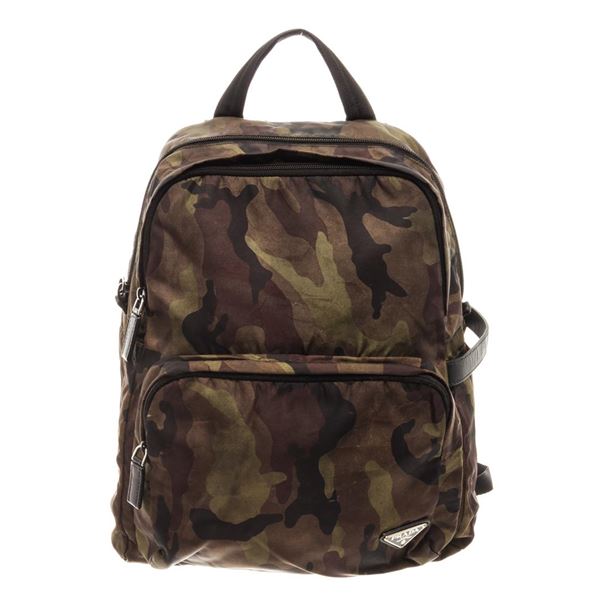 Prada Camo Nylon Double zip Medium Backpack