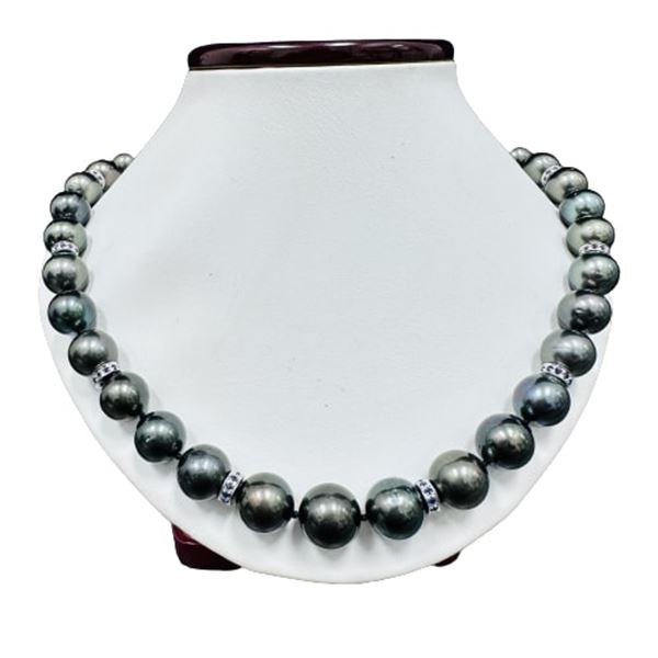 Pearl and Diamond Necklace - 14KT White Gold