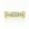 Image 4 : 18k Yellow Gold 0.70 ctw Channel Set Princess Cut Diamond w/ "X" Sides Band Ring