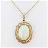 Image 2 : 13.39 ctw Opal and 1.53 ctw Diamond 14K White and Yellow Gold Pendant