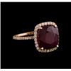 Image 1 : 9.70 ctw Ruby and Diamond Ring - 14KT Rose Gold