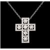 Image 1 : 1.83 ctw Diamond Cross Pendant With Chain - 14KT White Gold