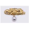 Image 1 : 18K Yellow Gold Pearl & Diamond Brooch Cast from Japanese Menuki by R.L. Kay