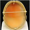 Image 2 : Vintage 14k Yellow Gold Twisted Wire Frame Carved Shell Cameo Brooch Pin Pendant