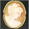 Image 3 : Vintage 14k Yellow Gold Twisted Wire Frame Carved Shell Cameo Brooch Pin Pendant