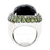 Image 9 : 18K White Gold 37.60 ctw Large Faceted Smokey Topaz Solitaire & Peridot Halo Rin