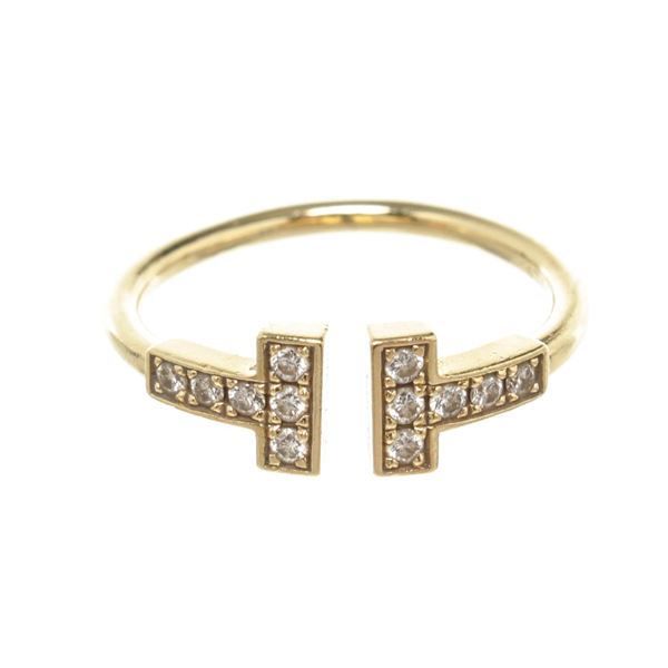 Tiffany & Co Gold T Wire Diamond Ring 5.5