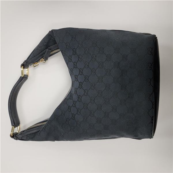 Gucci Black Canvas and Leather Shoulder Bag