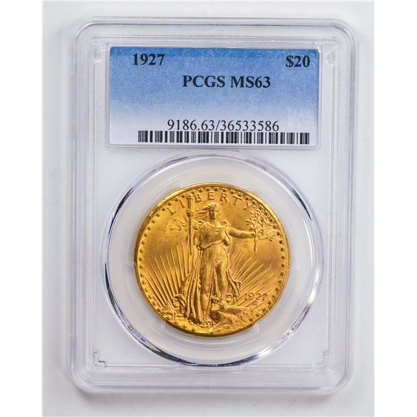 1927 $20 Double Eagle Gold Coin PCGS MS63