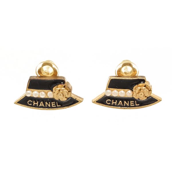 Chanel Hat Earrings Earrings Gold Metal