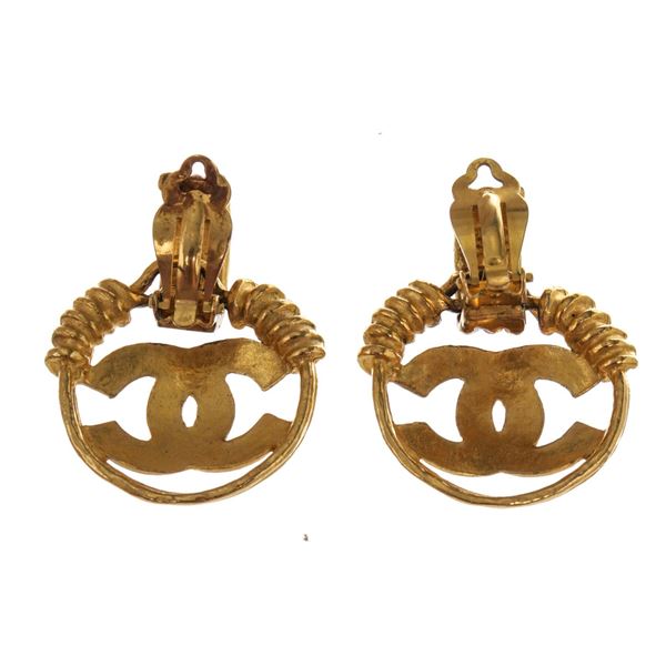 Chanel Large CC Braided Earrings