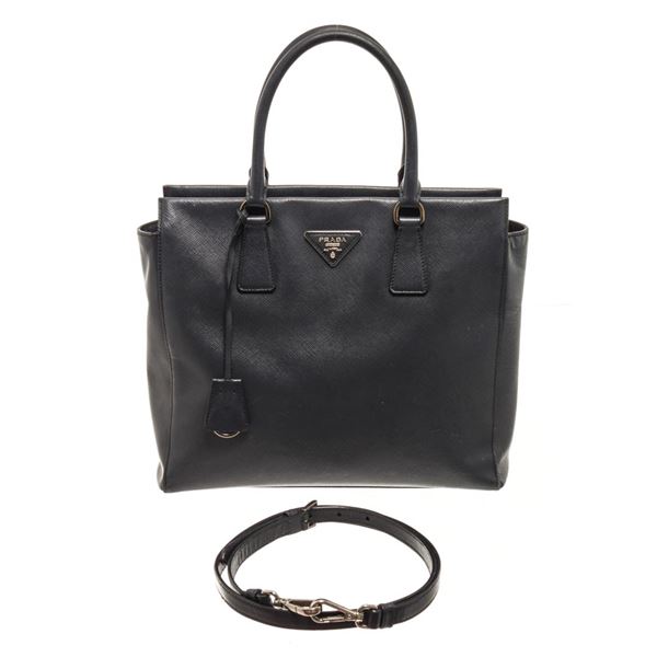 Prada Black Saffiano 2 Way Tote Bag